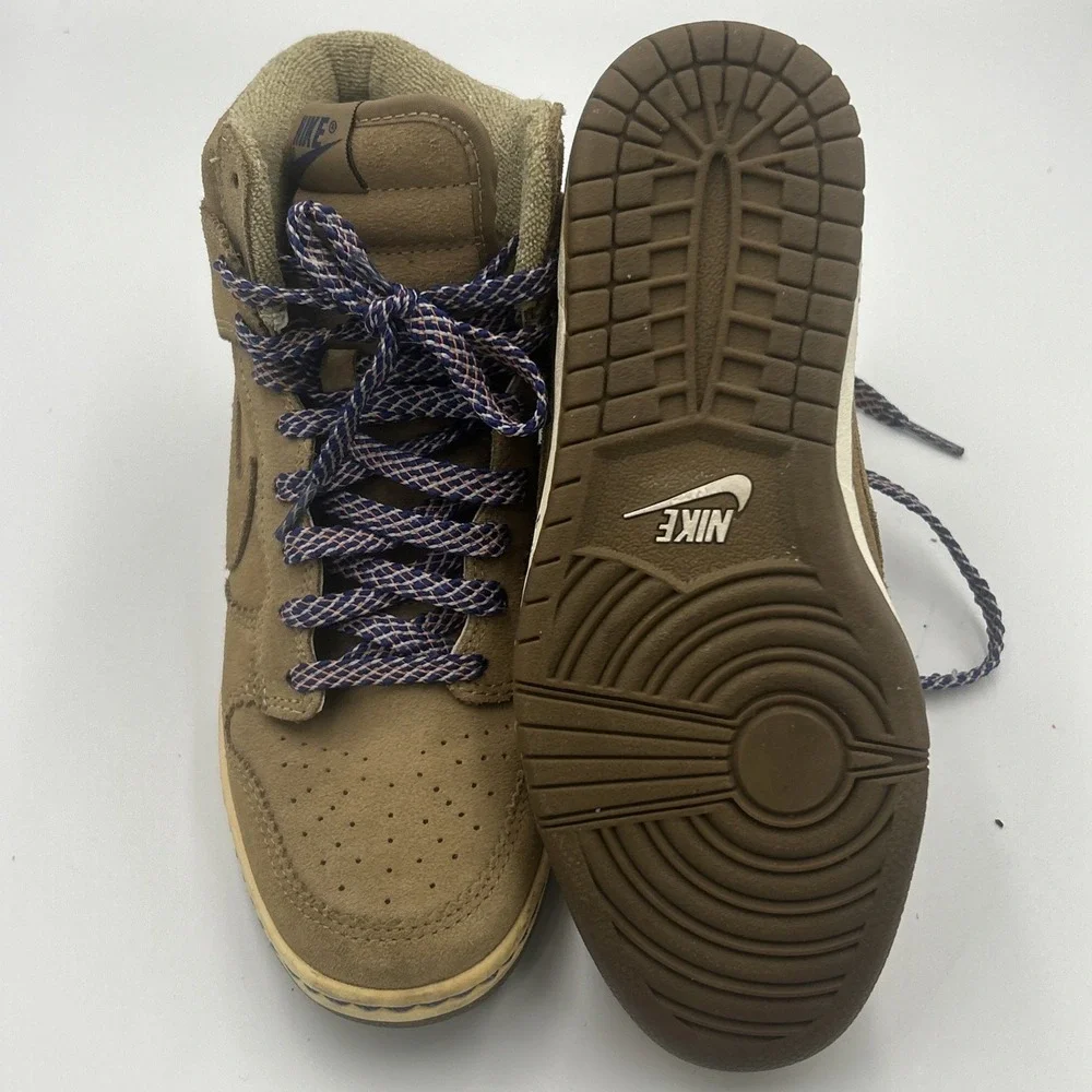 Nike Dunk High Sky Hi Brown Suede Filbert Sz 8 528899-201 Hidden Wedge Lace Up